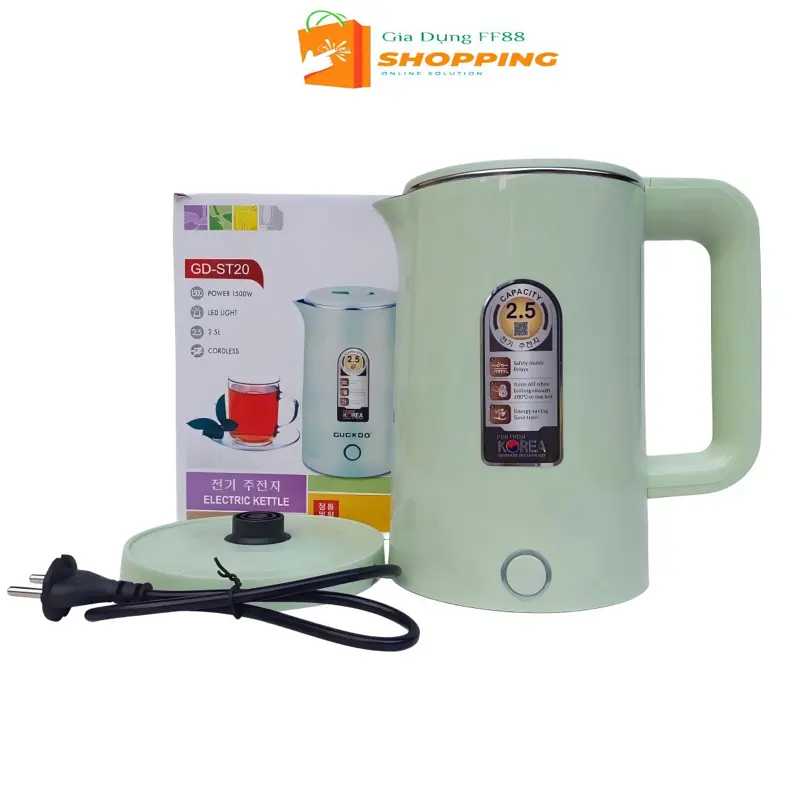 Ấm Siêu Tốc Đun Nước 1500 , Dung Tích 2.5L, Tự Ngắt Khi Sôi, 2 Lớp Cách Nhiệt, Bảo Hành 3 Tháng, Màu Ngẫu Nhiên, Đun Sôi Nhanh, Thiết Kế Hiện Đại Sang Trọng