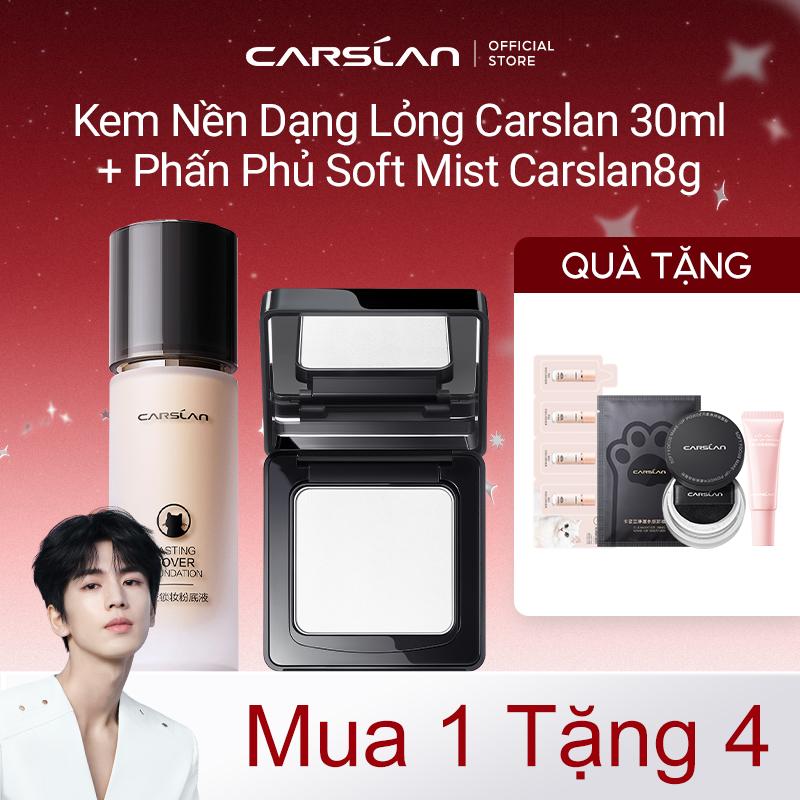 [COMBO] Kem Nền Dạng Lỏng Carslan 30ml + Phấn Phủ Soft Mist Carslan 8g+[Mua 1 Tặng 4]Set kem nền minisize 4g*1+mini Phấn phủ 1g*1+kem nâng tone mini 5g*1+ khăn lau tẩy trang*1