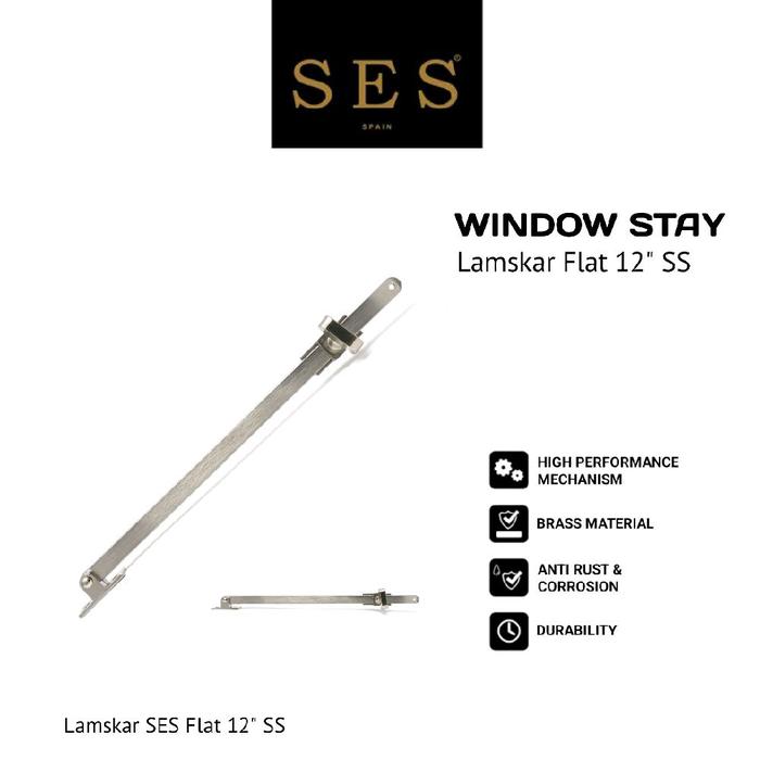 Gambar Penahan Jendela - Lamskar - Window Stay SES Flat 12" SS dari SES Official Store Kota Administrasi Jakarta Utara Tokopedia