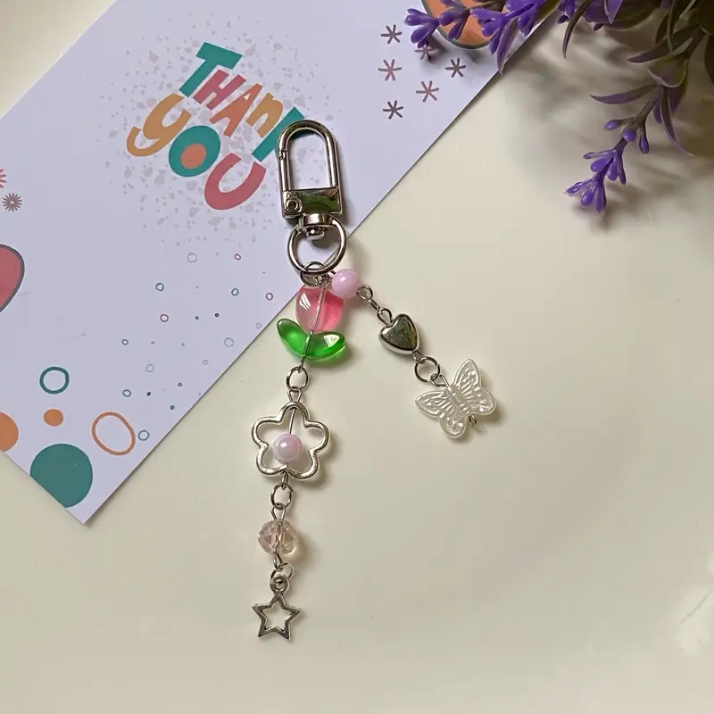 Gantungan Kunci Charm Tulip Aesthetic | Bag Charm manik aesthetic | Gantungan Hp Flashdisk 6