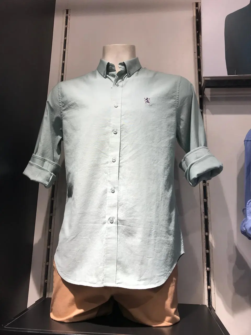 Giordano Lion Shirt Men Cotton Slim-fit Light Color Hijau Mint