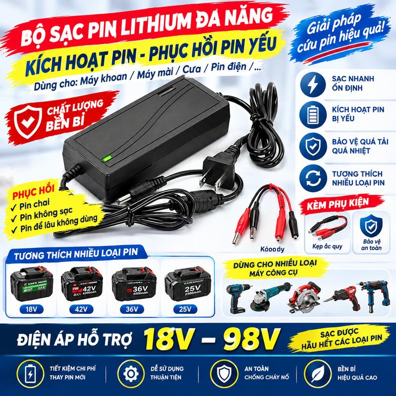 Bộ Sạc Pin Lithium Cho Dụng Cụ Điện, Sạc Pin Máy Khoan Cầm Tay, Bộ Sạc Đa Năng Tương Thích
