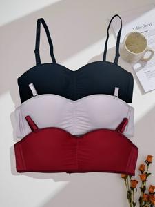 BRW6072A Brasier Top Sin Varillas Push-Up Set de 3 Piezas en Diferentes Colores Diseño Liso y Versátil Ideal para Regalar o Consentirte a Ti Misma