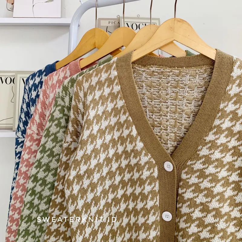 [COD] AURYN CARDIGAN - Outer Rajut Houndstooth Simple Daily Knitwear Wanita Kekinian by Sweaterknit.id 6