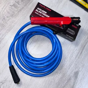 YUKIDO Kabel Las Set Tang Las 200A Panjang 5 Meter dengan Konektor Male Biru dan Merah