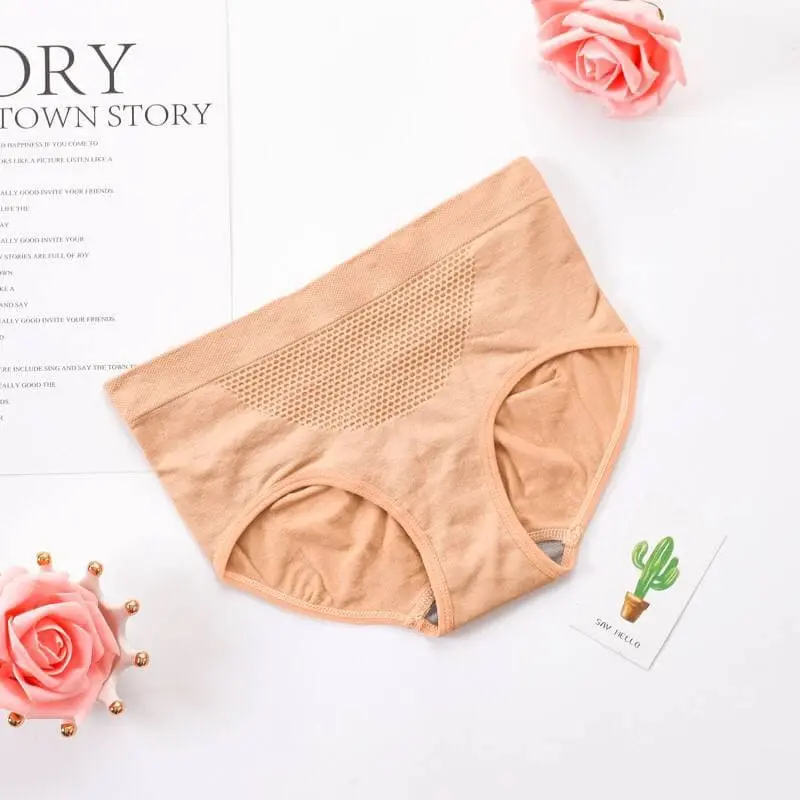 Celana Dalam Wanita Briefs Elastis Seamless Mid Waist Bahan Katun 1