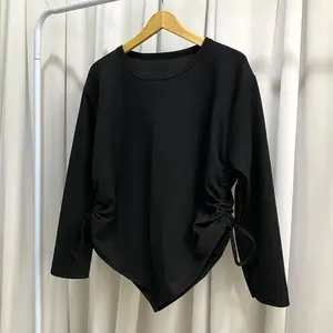 Bery - Vierra JUMBO / Atasan serut rib Knit Lengan panjang daily Blouse / Valen top Jumbo xL / Mayva Knitwear Wanita Hitam Baju Basic Crop Outer Cardigan