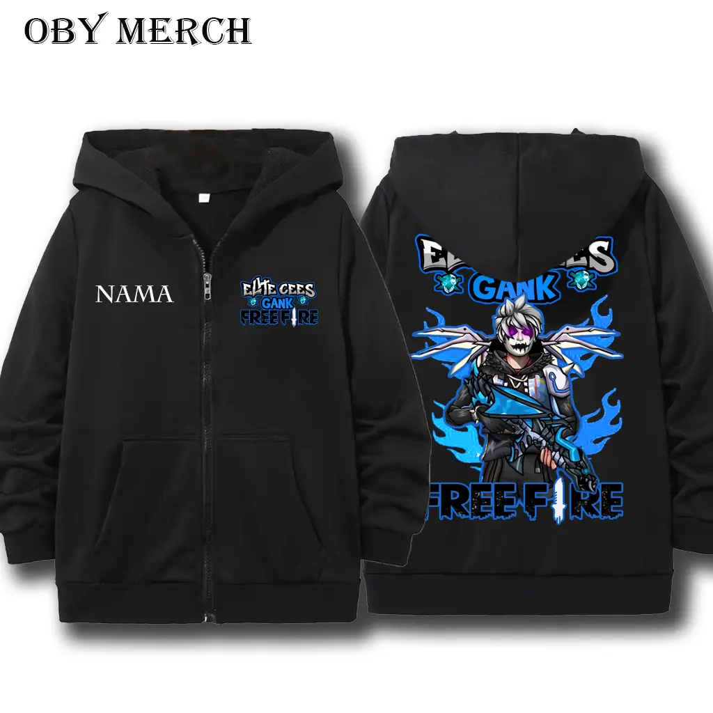 Jaket zipper Free firee Freefire ff Elite Cees Anak Laki-laki Usia 4-12 Tahun - Hoodie epep Gamer bahan lembut