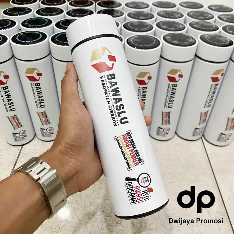 Tumbler Sakura BT-26 LED Stainless Steel 500ml Custom Nama/Logo Printing UV berwarna dan Gravir Laser 3