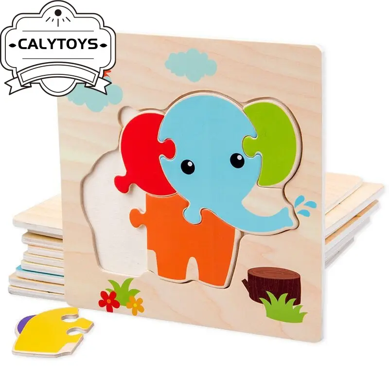 JIGSAW PUZZLE 15CM*15CM PUZZLE KAYU GAMBAR HEWAN DAN KENDARAAN LUCU SNI（Y-49）