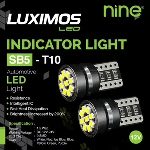 LAMPU LED T10 SB5 9 TITIK LUXIMOS NINE UNTUK LAMPU SEIN SENJA PLAT NOMOR SPEDOMETER MOTOR DAN KABIN MOBIL