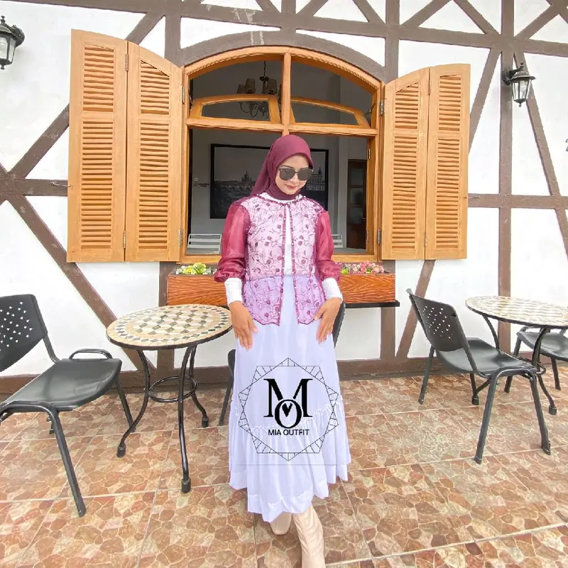 LILY OUTER CROP BRUKAT RANDOM MOTIF / OUTER BRUKAT SAPTO  + ORGANZA  [ BAJU KONDANGAN ,HARI RAYA LEBARAN,LAMARAN ] MEWAH NEW 2025 6