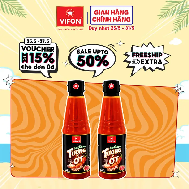 [VOUCHER HOT 15%] Set 2/ Set 5 Gia Vị Tương Ớt VIFON 500ml/ Chai Nước Sốt 1