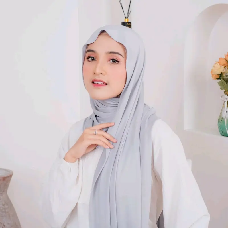 Pashmina Jersey Meleyot Aisyah Fashion Premium Kerudung Instan Muslim Wanita - Jilbab pashmina  kaos rayon Panjang Hitam pashmina  kaos  rayon  premium 4