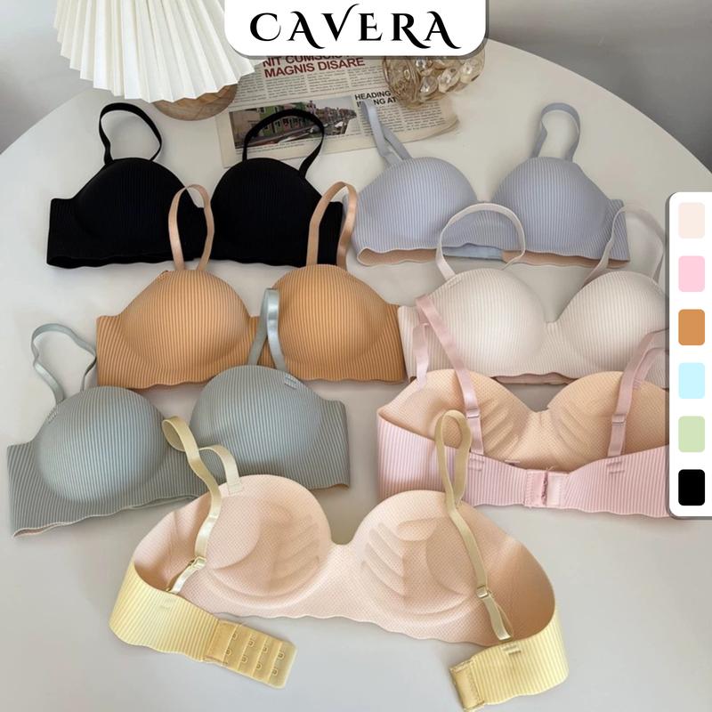 Áo ngực su không gọng nâng ngực - Top Áo lót nữ Thiết kế họa tiết sọc đứng chìm nhẹ nhàng ở mặt trước áo siu xinh CAVERA A5277 Bra Women Nhung