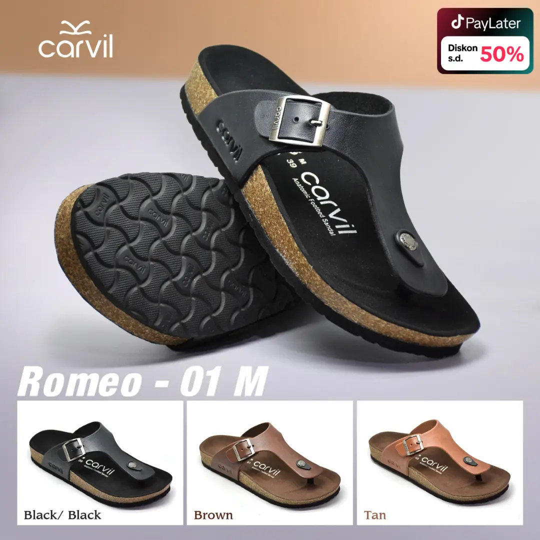 Carvil Sandal Pria Romeo - 01 M Flat Sendal