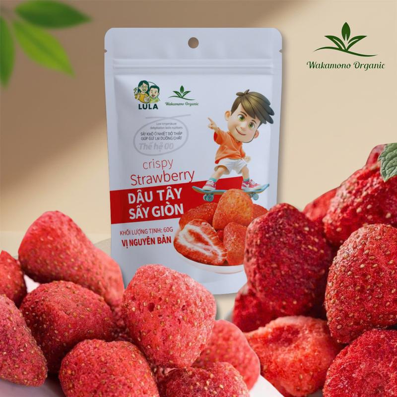  Dâu tây sấy giòn LULA 60gam gói nguyên chất thơm ngon giòn rụm chua chua ngọt ngọt 