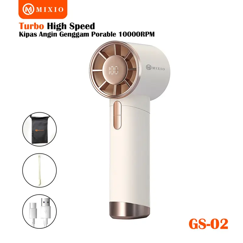 MIXIO GS-02 Kipas Angin Turbo Portable Handheld Rechargeable Mini Fan High Speed 10000RPM 1