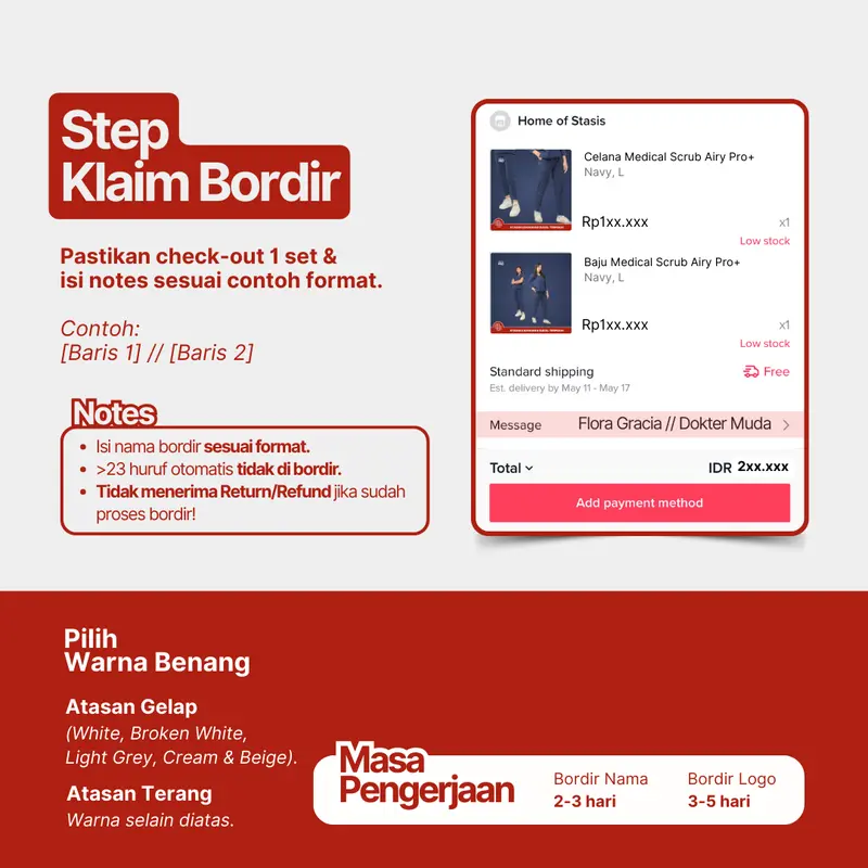 Airy Stretch - Baju Mandarin - Home Of Stasis Warna 4 - Medical Scrub Doctor’s Baju Celana Jaga Karet Panjang 7/8 pendek V Neck Joger Karet Cargo OKA OK Perawat/Dokter Nakes, seragam pria wanita Set Terpisah Wearpack Free Bordir 3