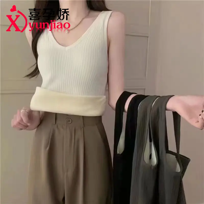 Thermal Vest Underwear Top Women's Inner Suspender Thickened Fleece-lined Autumn and Winter Base Lining Self-Heating