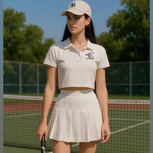 Oneset 2in1 : Crop Top Berkerah dan Rok Celana Rempel (Ada saku nya) Premium Anti Nerawang