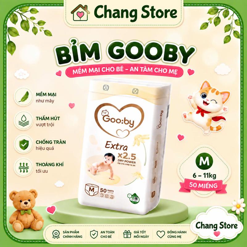 Bỉm Gooby Extra- Tã Bỉm Siêu Mềm Mại Thấm Hút Tốt