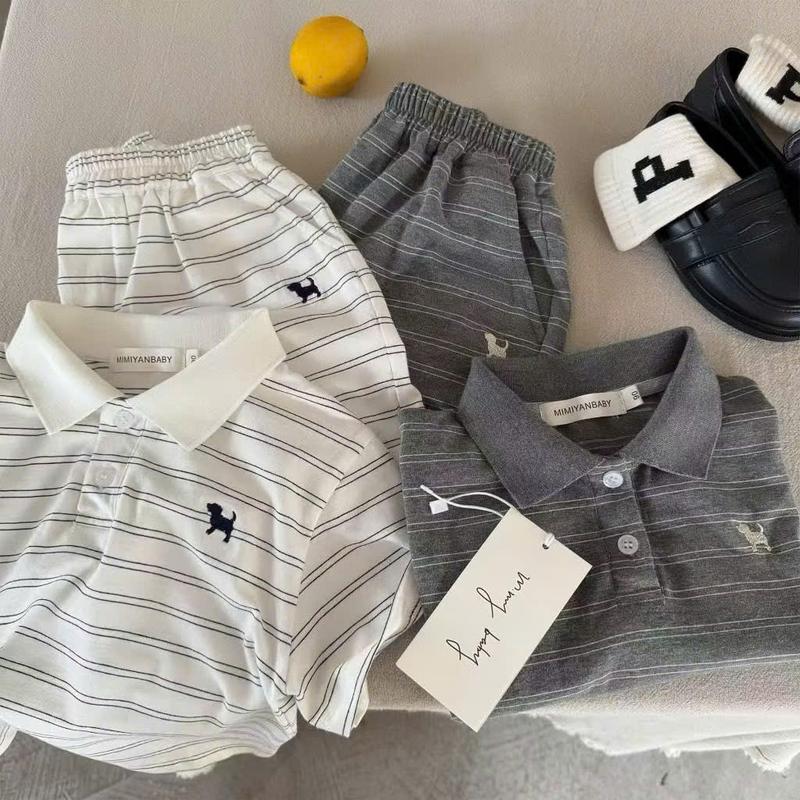 Bộ Quần Áo Cộc Tay Bé Trai Áo Polo+Quần Short Phối Kẻ Chất Cotton 4c Cao Cấp,Sét Đồ Ngắn Tay Cho Bé