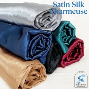 [PER SETENGAH METER] Kain Satin Silk Clarissa CHARMEUSE Kilap Polos Premium Original 100% Silk ADEM & LEMBUT