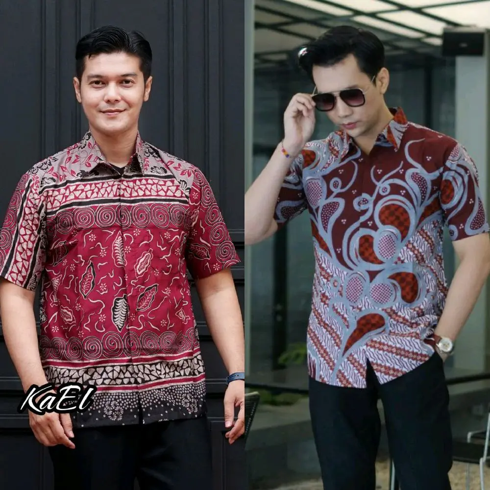 Hem Mikro Batik Pria Anyar Lengan Pendek Casual Modern Modis Size M L XL XXL Batik Pria Kantor Hem Mikro Baju Katun Lembut Nyaman Pekalongan Printing Santai