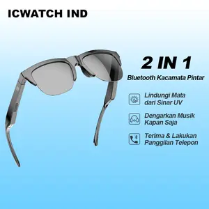 KACAMATA PINTAR  Jam  Smart  Glasses 5.4 - GRATIS ONGKIR!  BISA COD SUPPORT IPHONE & ANDROID | AUDIO HIFI + IPX4 WATERPROOF,with Kabel / Mikrofon  / Selempang/ Kotak/ Telepon Talkie Speaker