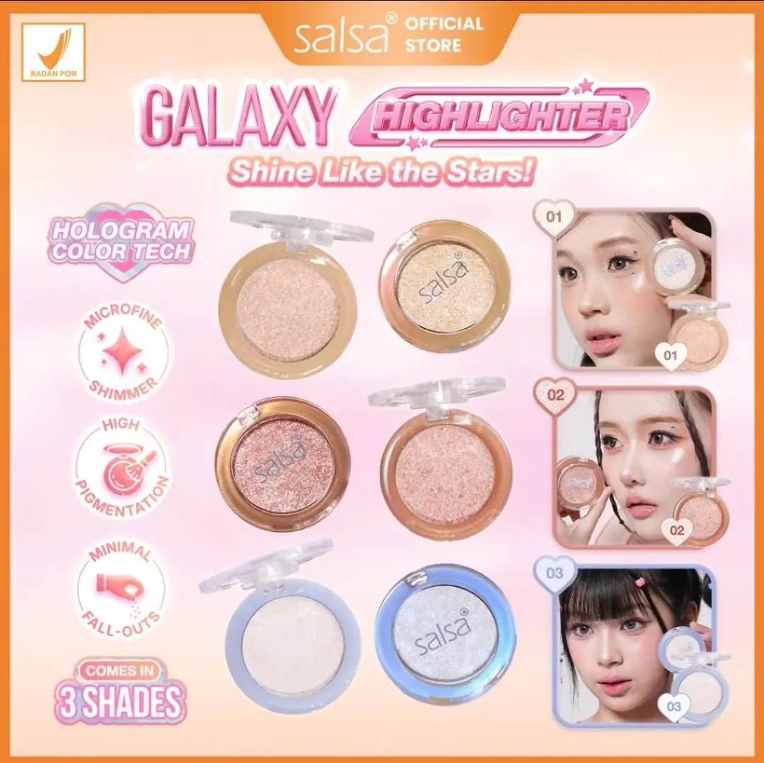 Salsa Milky Way HightLight Highlighter Galaxy Hologram Color Tech Microfine Shimmer High Pigmentation Minimal Fall-Outs 3 Shades