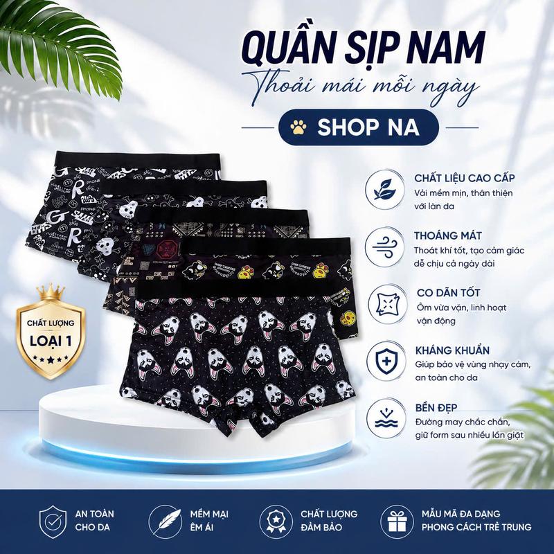 Combo 3-5 chiếc quần lót nam In hình Họa tiết Doremon, Tom Jeryy chất thun…