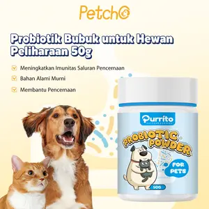 Petcho Probiotik Bubuk 50g untuk Kucing Anjing Jaga Pencernaan Nafsu Makan Imunitas