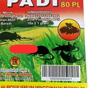 (1 Box) Racun Tikus Cap PADI Perbox Isi 10 Sachet