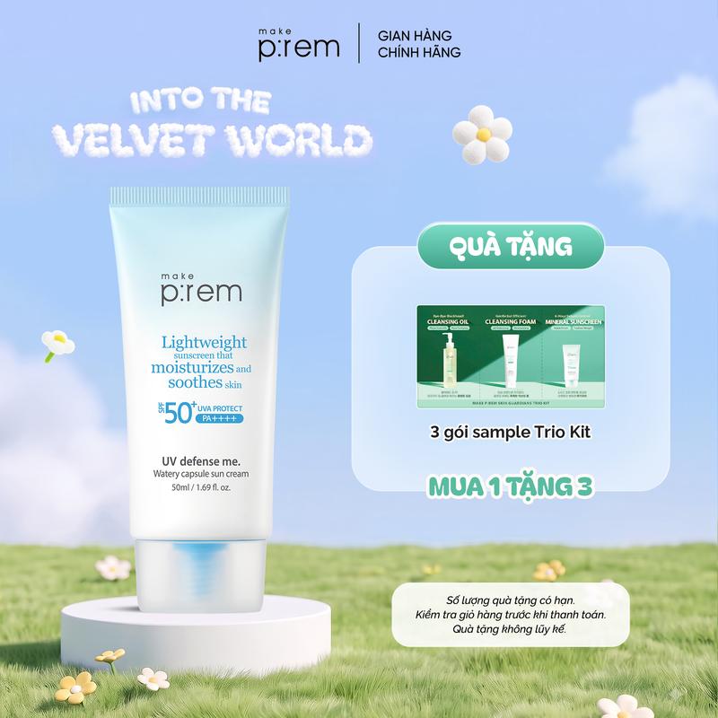 Make P:rem Kem Chống Nắng Hoá Học Watery Capsule Sun Cream Dưỡng Ẩm Dịu Da SPF 50+ PA++++ 50ml