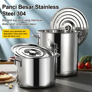 Panci Kukus Besar 304 (12L/21L/34L/50L), Kapasitas Ekstra & Anti Lengket, Cocok untuk Usaha Bakso/Ronde & Rumah Tangga
