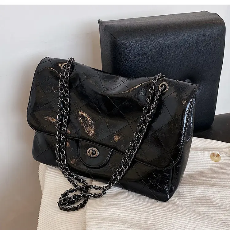 Túi Kẹp Nách Một Vai, Nữ, Dung Lượng Lớn, Phong Cách Cổ Điển Dây Xích Kim Cương Bag Kem 5