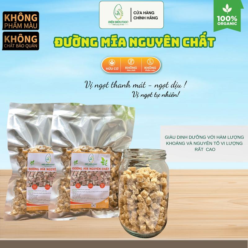 Đường mía Thô Nguyên Chất hữu cơ organic viên nhỏ dễ sử dụng - Điện Biên Food