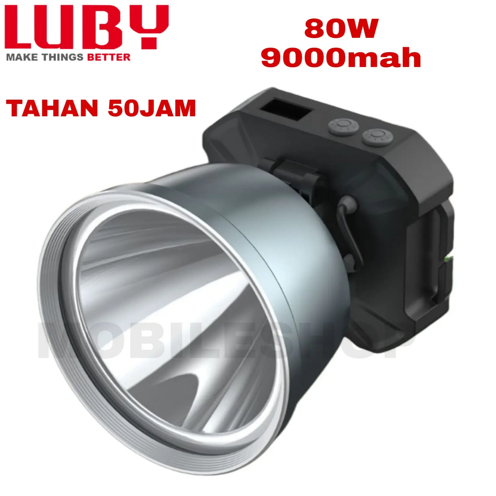 SENTER KEPALA LED LUBY 80WATT L-2909L BATERAI 9000MAH TAHAN HINGGA 50JAM - SUPER TERANG - INDIKATOR DIGITAL - WATERPROOF