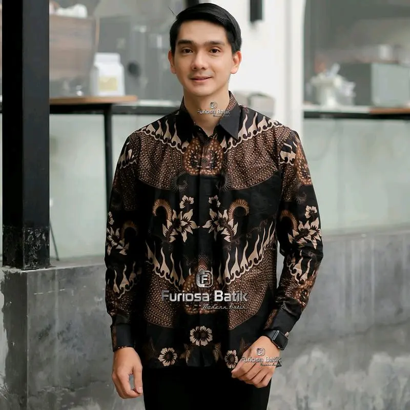 KEMEJA PRIA BATIK  MOTIF AYAM KANCING DIBAWAH 8