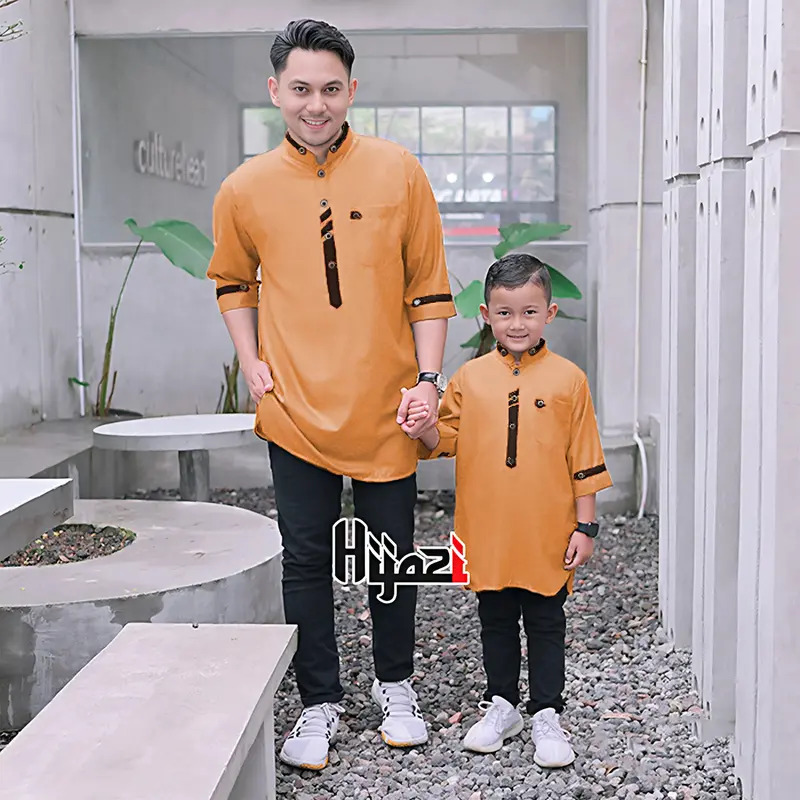 Baju Koko Kurta Atasan Muslim Hijazi Couple Ayah Pria Dewasa Anak Laki Laki Model Terbaru Size M, L, XL, XXL, Big Size Jumbo Bisa COD Katun Pasangan Syari Untuk Lebaran 5