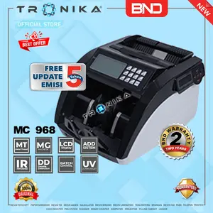 MESIN PENGHITUNG UANG BACK LOADING | BND MC 968 | MAGNETIC, ULTRAVIOLET, INFRARED, DOUBLE DETECTION NOTE | RUPIAH, DOLAR, EURO | GARANSI 2 TAHUN | FREE 5 YEARS UPDATE CURRENCY | ORIGINAL