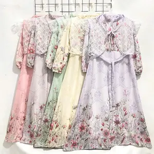 DRESS ANAK PEREMPUAN II LETICIA DRESS 3-12 TAHUN BAHAN CERUTY BABY DOLL FREE ROMPI BRUKAT