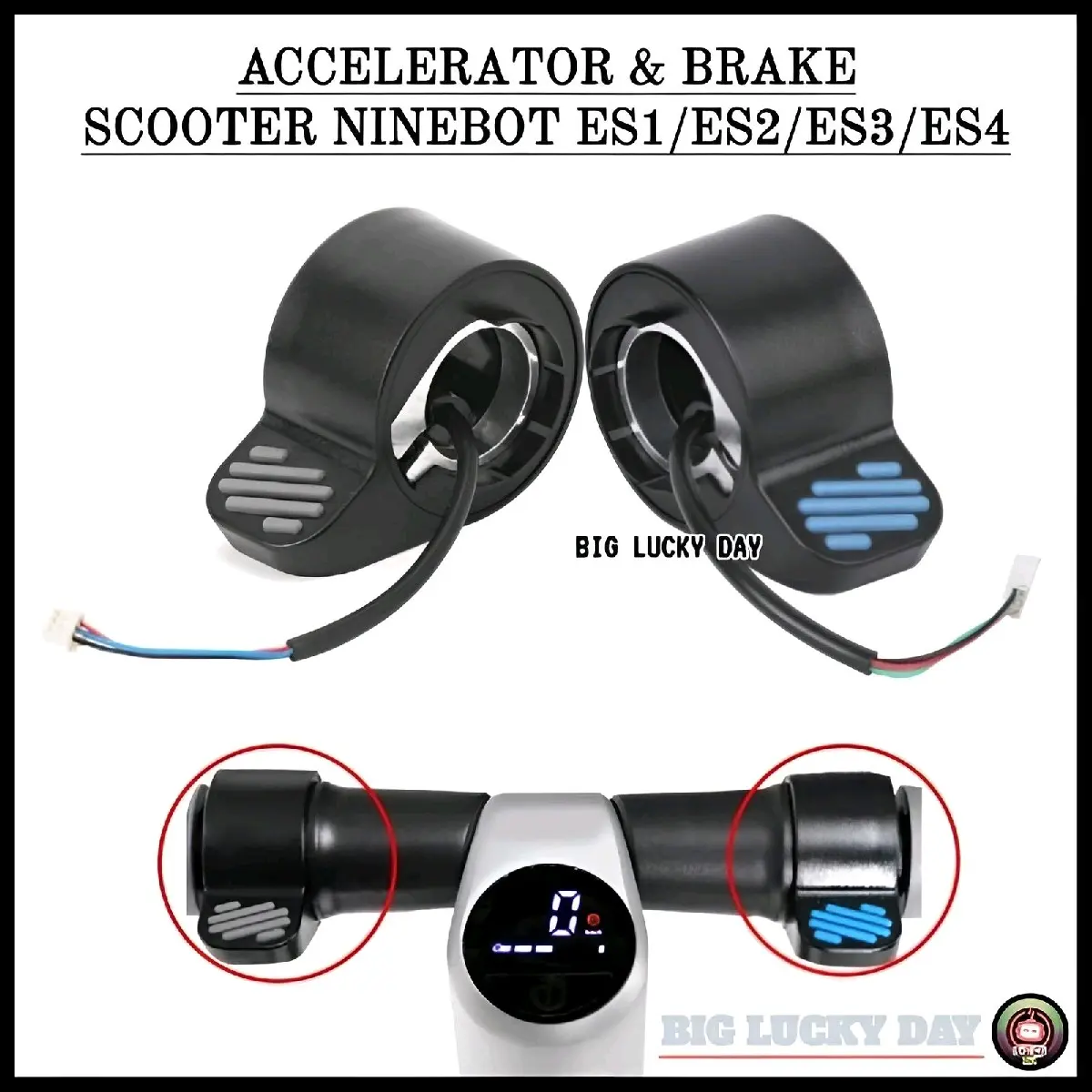 ACCELERATOR / BRAKE E ES1 ES2 ES3 ES4 THROTTLE THUMB SPEED DIAL TUAS GAS JEMPOL SCOOTER LISTRIK BIRU KANAN ABU-ABU KIRI SPAREPART SPARE PART ONDERDIL SUKU CADANG BERKUALITAS