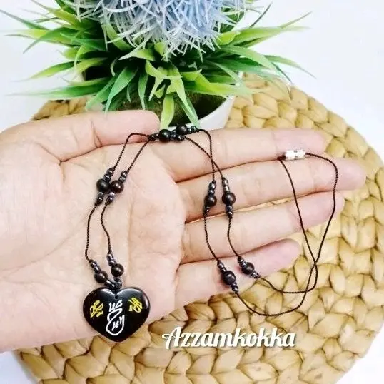 Kalung love manik ukir hitam kokka kaukah asli