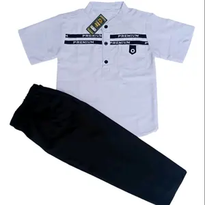 stelan koko anak/koko anak Muslim terbaru kurta setelan Celana  Panjang/ Baju koko turki Katun lengan  Pendek