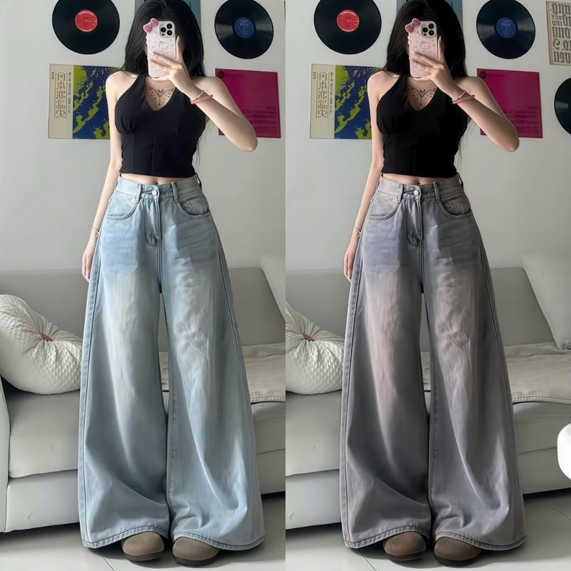 MIAA Quần jean suông nữ ống rộng cạp cao màu RETRO ống rộng 37cm ĐỦ SIZE 2 màu