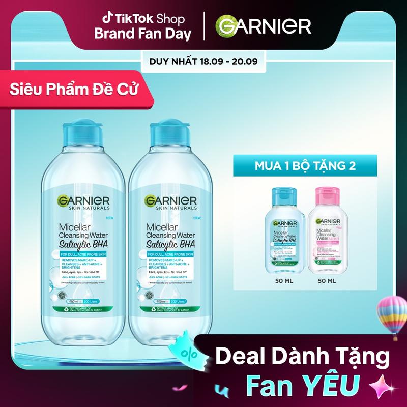 Bộ 2 nước Tẩy Trang sạch sâu - Garnier Micellar Exfolliating Water 400mlX2