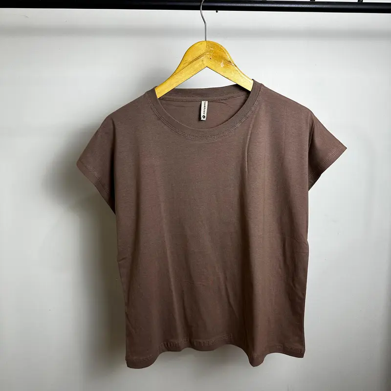 Baju  yukenzi masa kini cotton combed 24s Terbaru Panjang Polos Katun Kerah Bulat Nyaman Hitam Tangan Pendek  Putih Oblong kaos wanita murah cewek Atasan Basic Dewasa Oversize 5