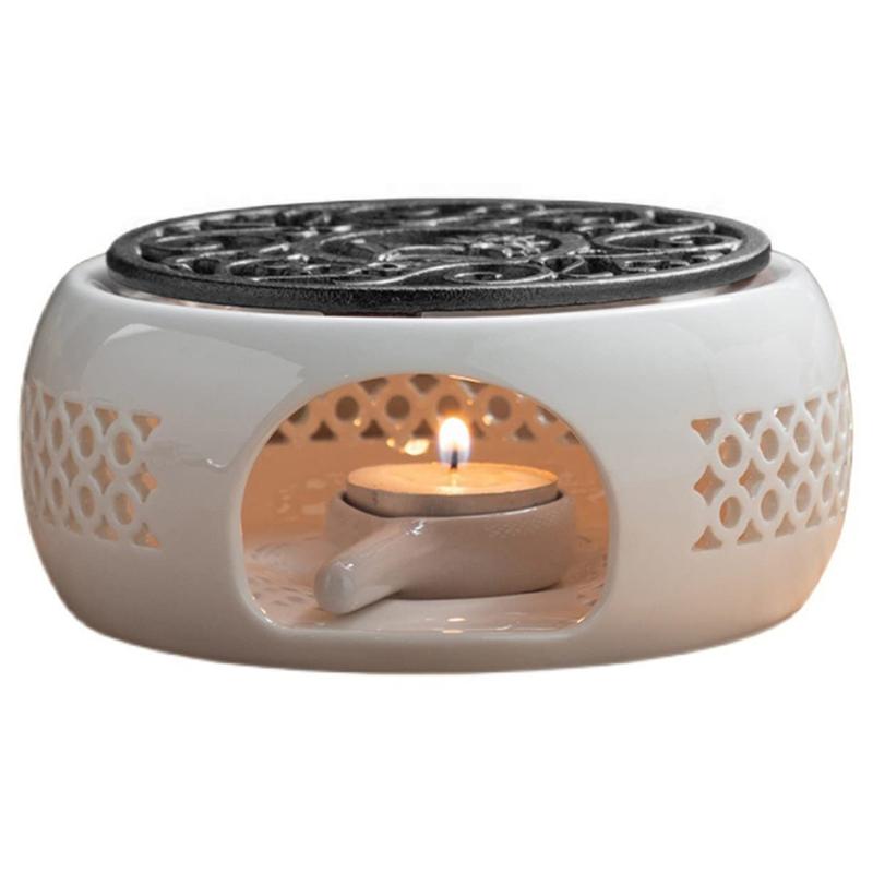 Product Introduction of Teapot Warmer Porcelain Tea Light Heater Tea Light Oven Without Electricity Candles Heating Oven White Teapot Heater Winter Tea Warmer for Home Tea House (with Spoon + Lid) 11